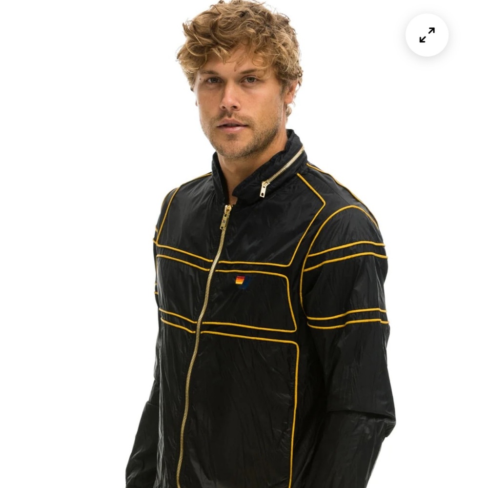 STARTER Black Windbreaker with Yellow Trim